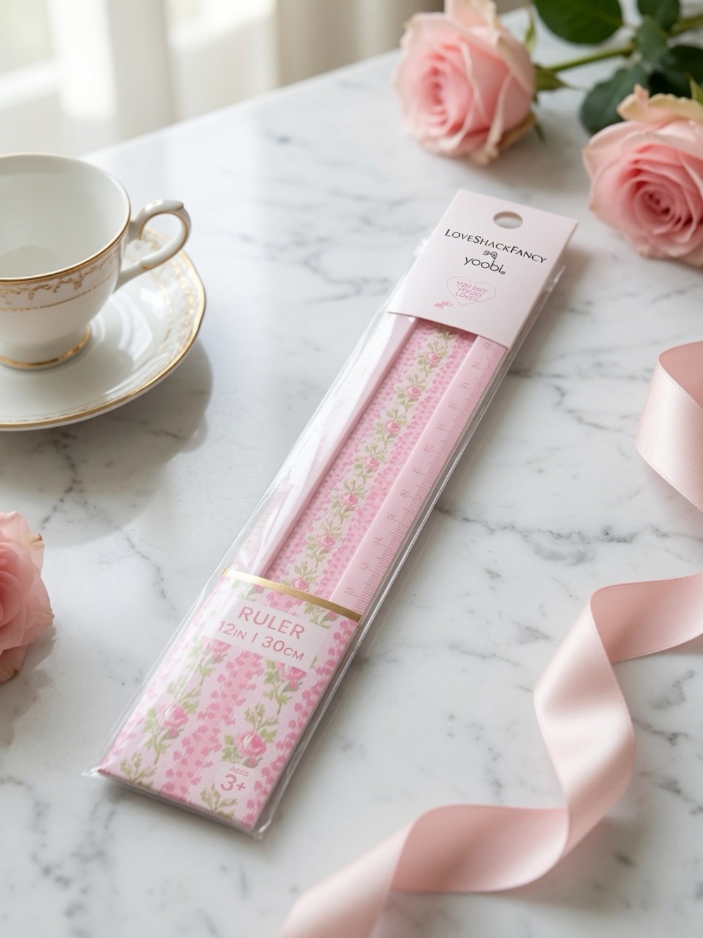 LoveShackFancy Pink Floral Decorative Ruler